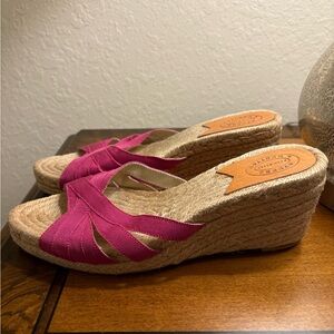 EUC Stubbs and Wooton Pink Wedge Sandals